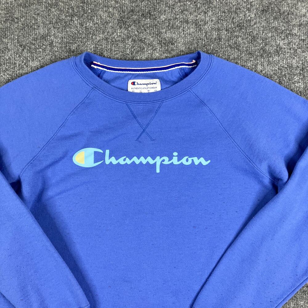 Champion Sweatshirt Mens Size M Blue‎ Crewneck Raglan Sleeve Athletic Pullover